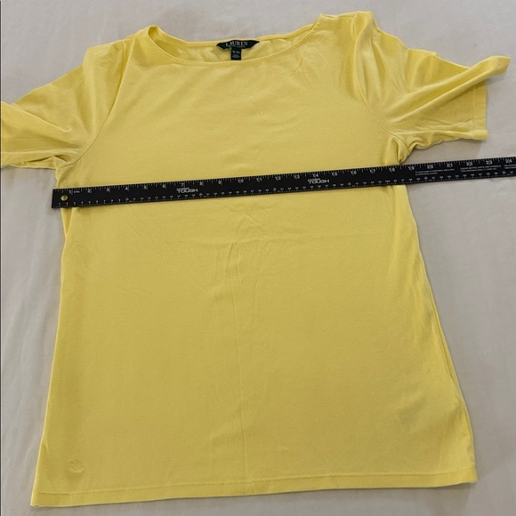 Lauren Ralph Lauren Yellow Short Sleeve Stretch Tee Top Tall Cotton Blend - XL - Picture 7 of 8